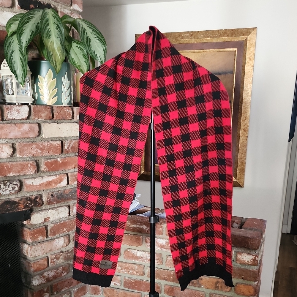 Woolrich Red Black Buffalo Plaid Scarf Cabin Core Winter Classic